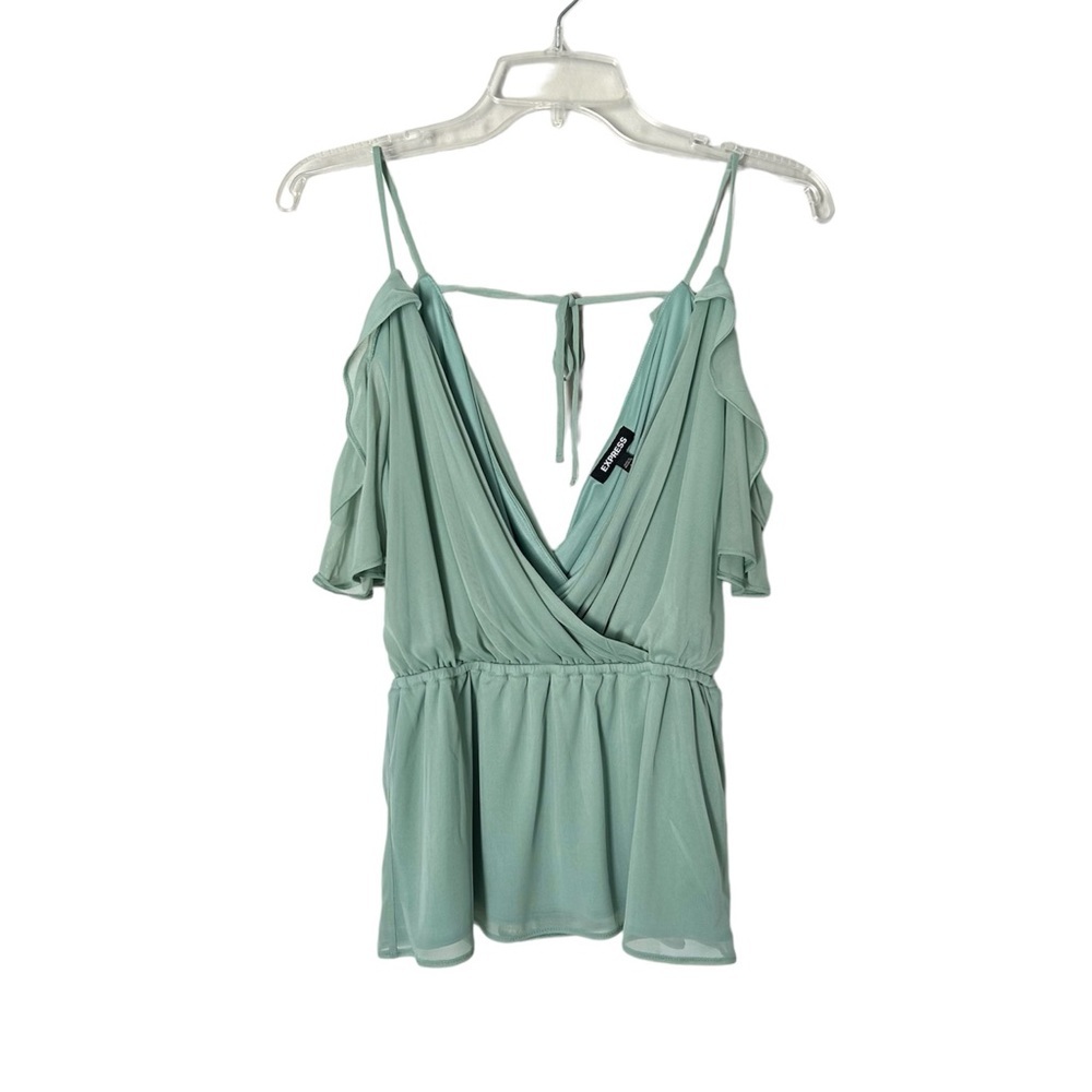 • Express • Ruffle Sleeve Tie Back Cold-Shoulder Top - Picture 5 of 8